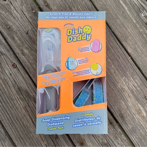SCRUB DISH DADDY Set Soap Dispensing Dish Wand Kitchen Sponges Heads Combo Pack - Picture 1 of 5
